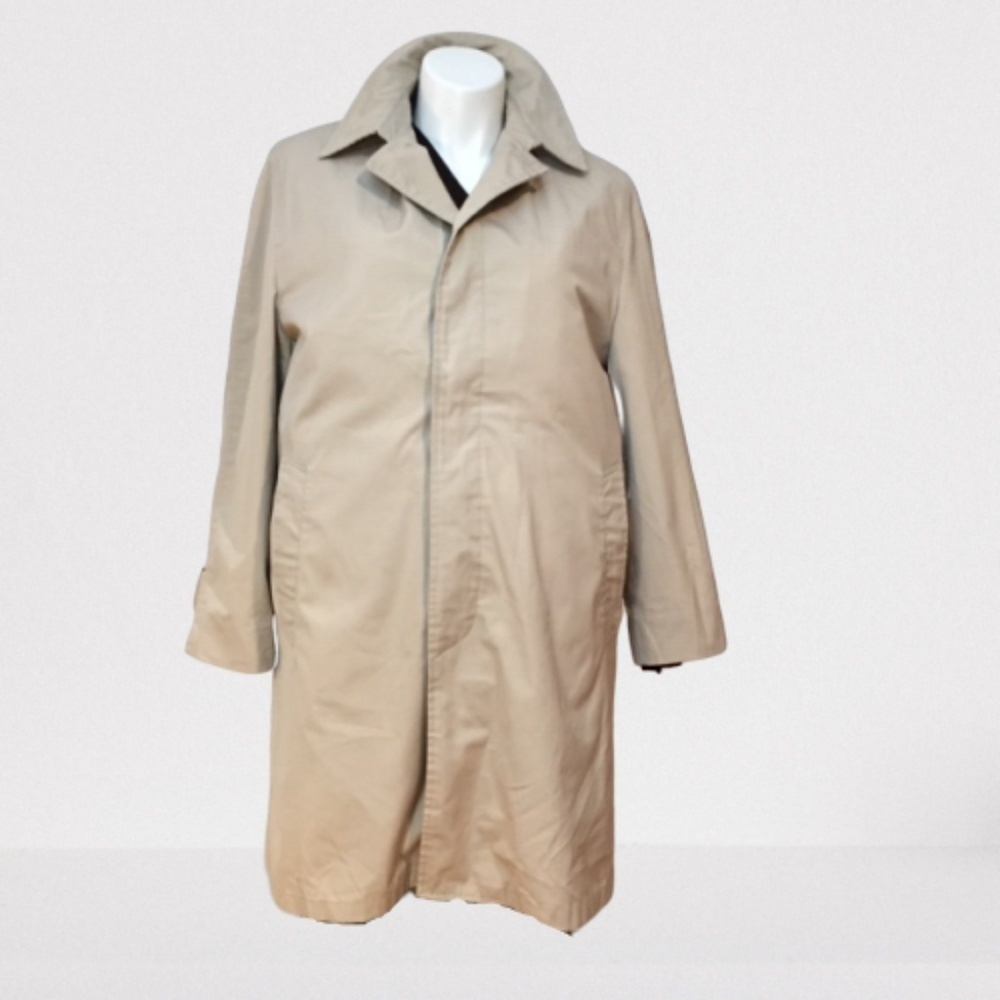 English Squire Men's Tan Trench Coat with Removable Faux Fur Lined Size 44